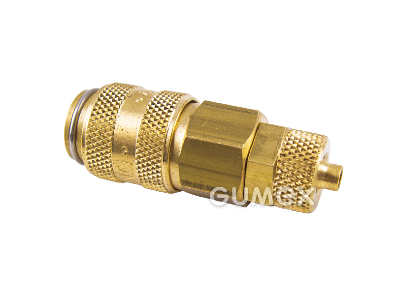 MINI Schnellkupplung DN5, für Schlauch 4x6mm mit Überwurfmutter, 35bar, Perbunan Dichtung, Messing, 